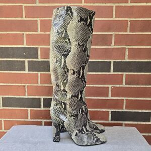 Diane Von Furstenberg Women's Gladyss Snakeskin Knee-High Boots 8.5 B